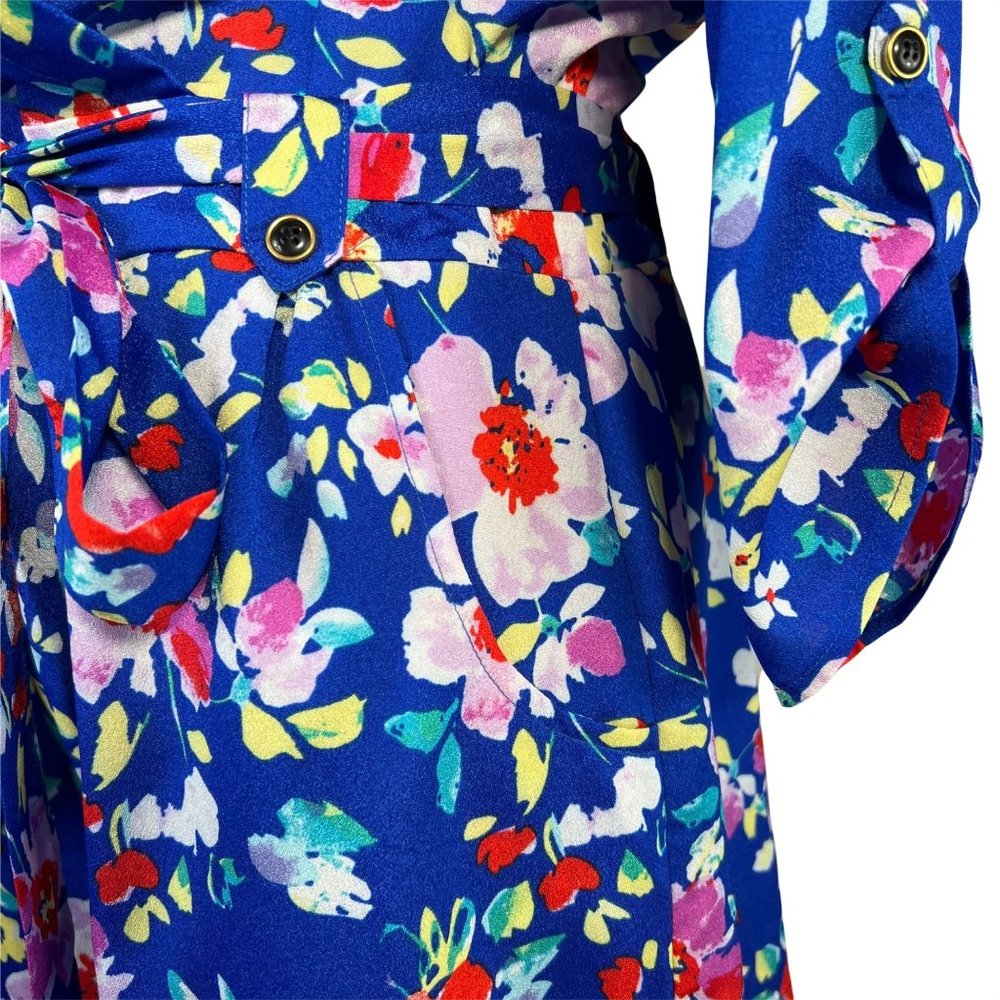 Yumi Kim Romper Small Blue Floral Liz Wrap Tie Waist Pockets - Picture 8 of 12